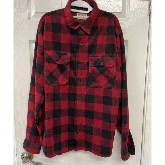 Wrangler Other - Wrangler Authentic Flannel Button Down Shirt Mens XL Plaid Red Black
